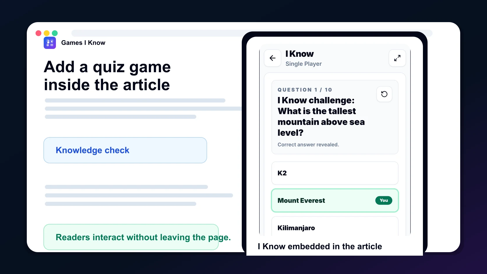 I Know trivia screenshot from Games I Know embedded inside a blog article layout.