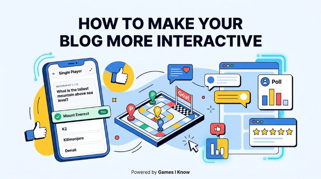How to make your blog more interactive with quizzes, polls, games, and engagement elements from Games I Know.