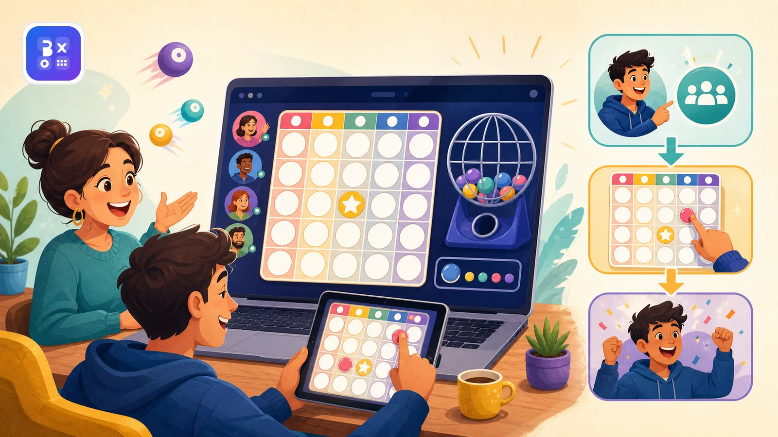 Screenshot of the Bingo game against an AI bot from Games I Know.